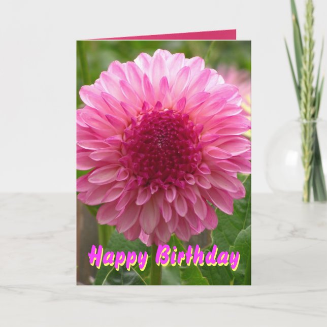 Carte Fleur rose de joyeux anniversaire de Dalia (Devant)