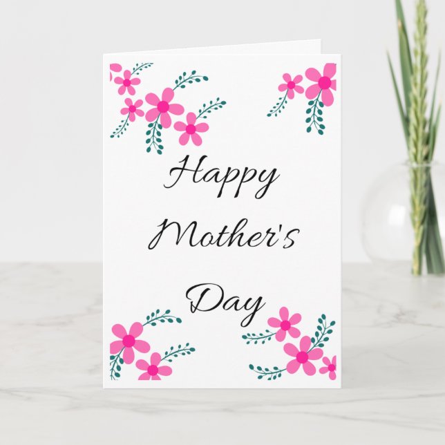 Carte Fleur rose mignonne Maman, Fête des mères de grand (Devant)