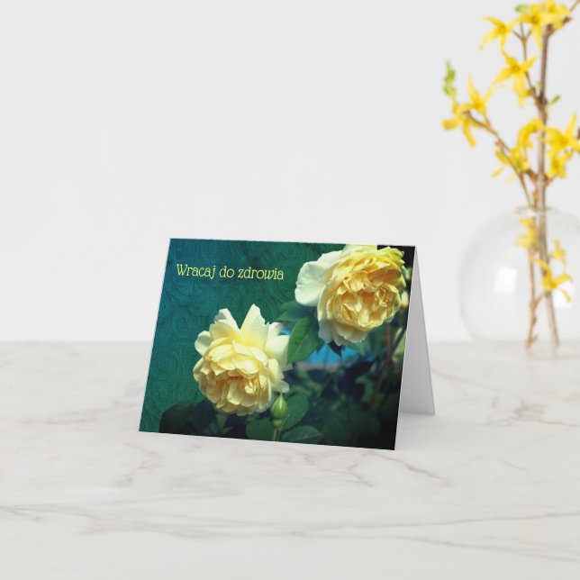 Carte Fleur Rose Polonaise Get Well (Fleur jaune)