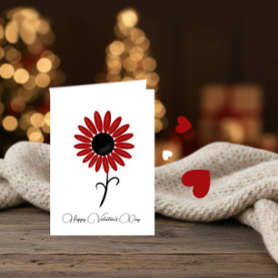 Carte Fleur rouge unique pour la Saint-Valentin