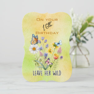 Carte Fleur sauvage 16e anniversaire Salutation