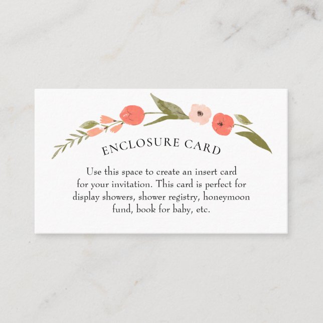 Carte fleur sauvage Baby shower en corail rose (Devant)