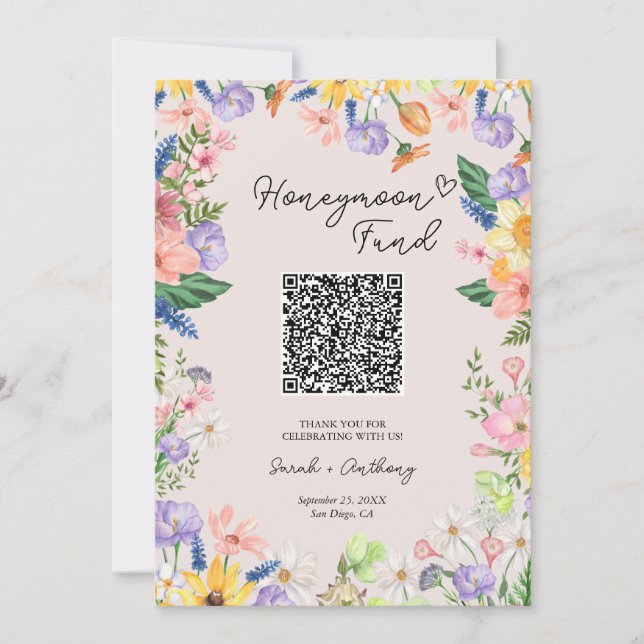 Carte fleur sauvage de mariage de printemps - Fond (Devant)