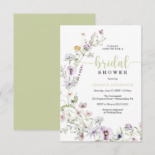 Carte fleur sauvage d'invitation de douche nuptial