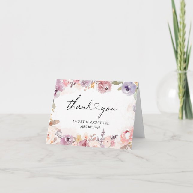 Carte Fleur sauvage Elégante douche nuptiale merci (Devant)