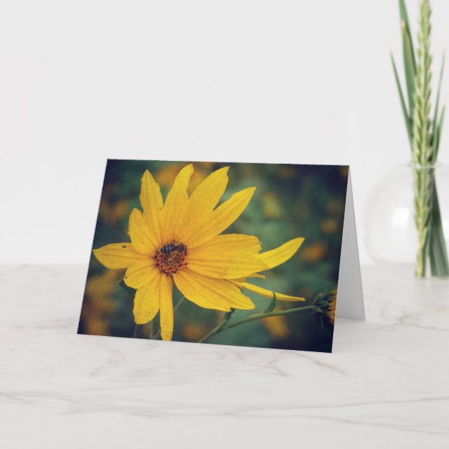 Carte Fleur sauvage jaune et abeille (Devant)