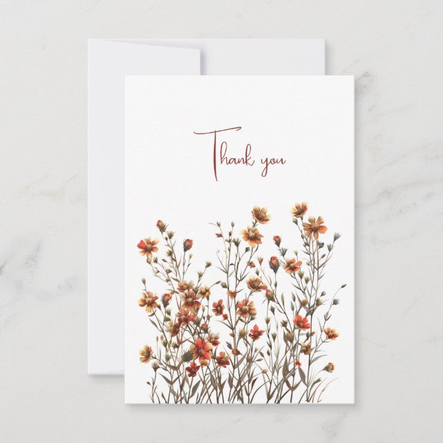 Carte Fleur sauvage Merci Mariage cadeau monétaire (Devant)