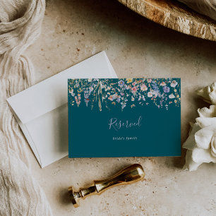 Carte Fleur sauvage multicolore vert Mariage Réservé Sig
