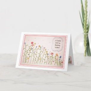 Carte Fleur sauvage rose bleu jaune