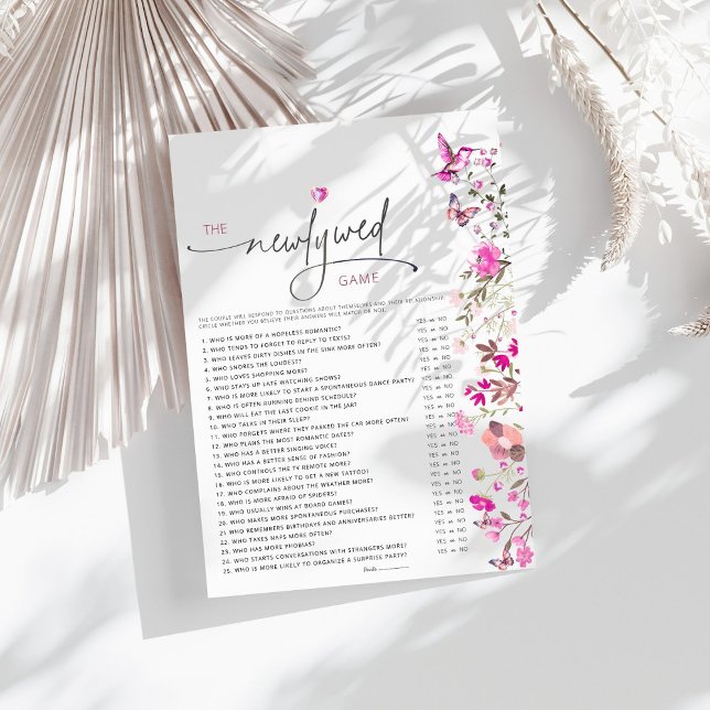Carte Fleur sauvage rose Fête des mariées nouvellement m (Créateur téléchargé)