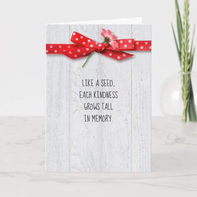 Carte fleur sur la polka rouge point arc merci (Devant)