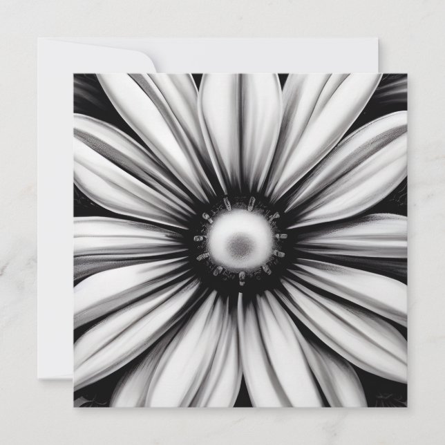 Carte Fleur Vintage noire et blanche (Devant)