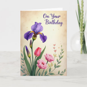 Carte Fleur Violette à Points