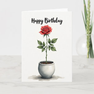 Carte Fleurie Anniversaire Rouge