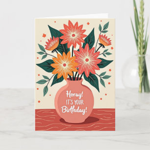 Carte Fleurie d'Anniversaire Hourra