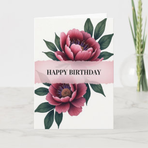 Carte Fleurie Fuchsia Rayée