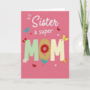 Carte Fleurie Super Maman Soeur