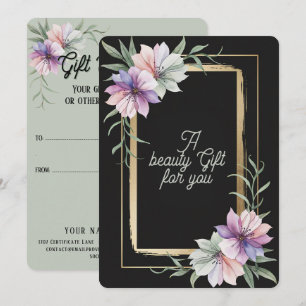 Carte Fleurs à l'aquarelle - Art de cadre doré élégant 3