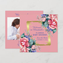 Fleurs à l'aquarelle - Cadre doré 10 + votre texte