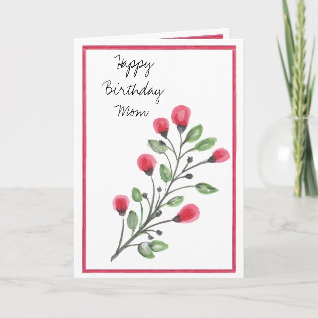 Carte Fleurs à l'aquarelle Joyeux Anniversaire Maman (Devant)