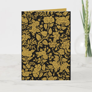Carte Fleurs Antiques en Or Indien avec Motif Noir en La