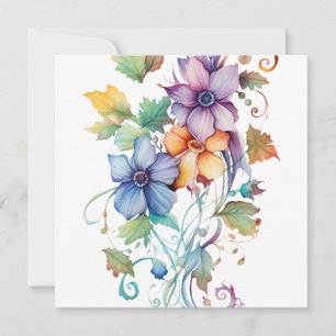 Carte Fleurs aquarelles décoratives