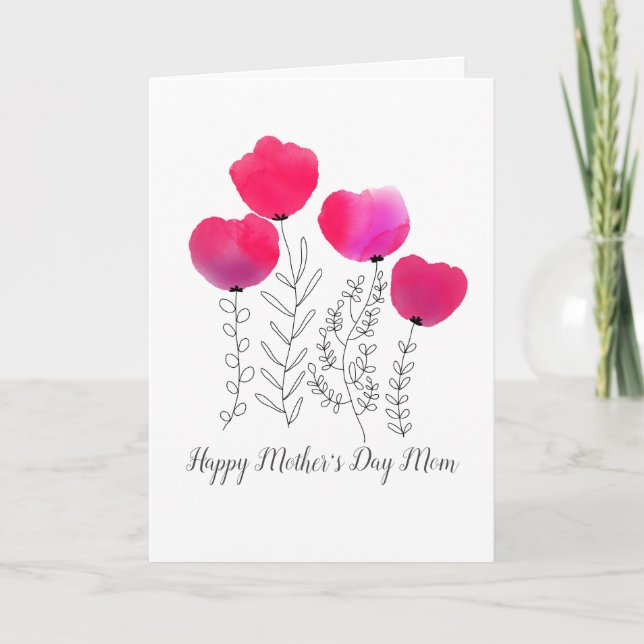 Carte Fleurs aquarelles Fête des mères (Devant)