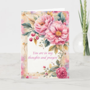 Carte Fleurs aquarelles roses Pensées et prières