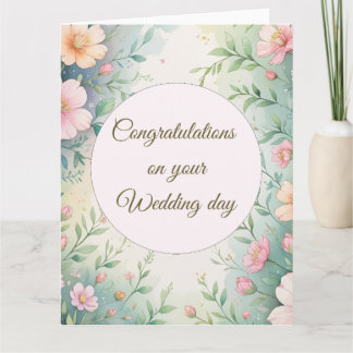 Carte Fleurs aquarelles vintage Félicitations mariage