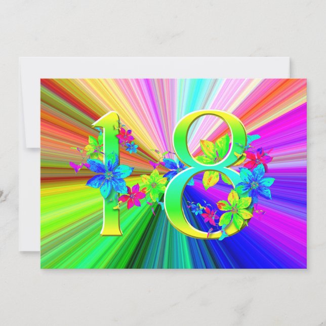 Carte Fleurs arc-en-ciel florissantes pour 18e anniversa (Devant)