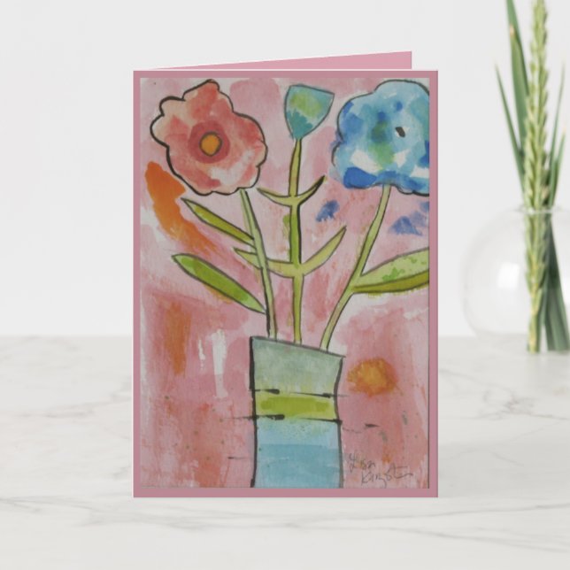 Carte Fleurs Artsy Plutôt Rose Joyeux Anniversaire (Devant)