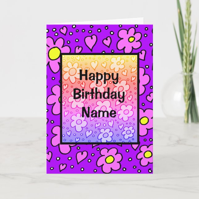 Carte Fleurs aux tons violets Anniversaire (Devant)