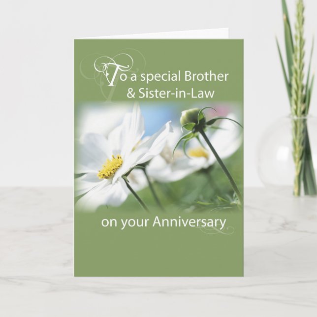 Carte Fleurs blanches de l'anniversaire du frère et de l (Devant)
