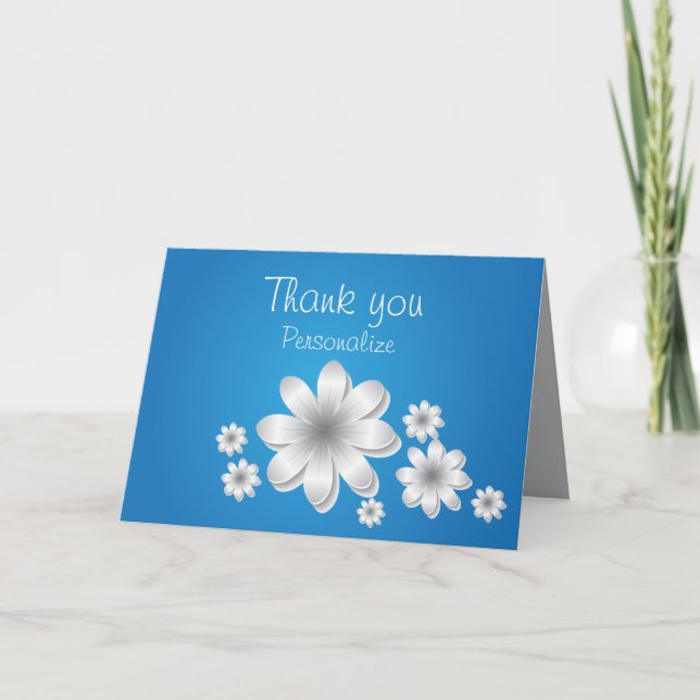 Carte Fleurs blanches sur Bleu bébé - Personnaliser le m (Devant)