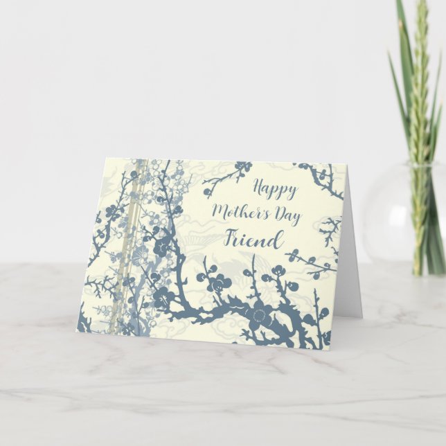 Carte Fleurs bleues Ami Bonne fête des mères (Devant)