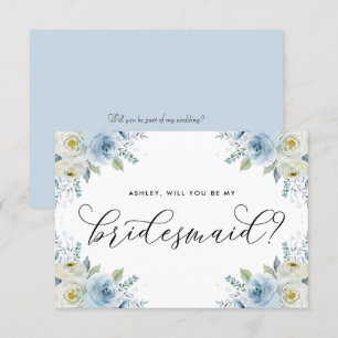 Carte Fleurs Bleues et Blances Serez-vous ma servante d'