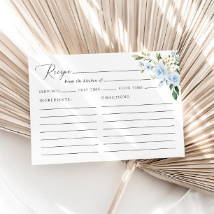 Carte Fleurs Bleues, Fleurs Blanches, Recette de Baby Sh