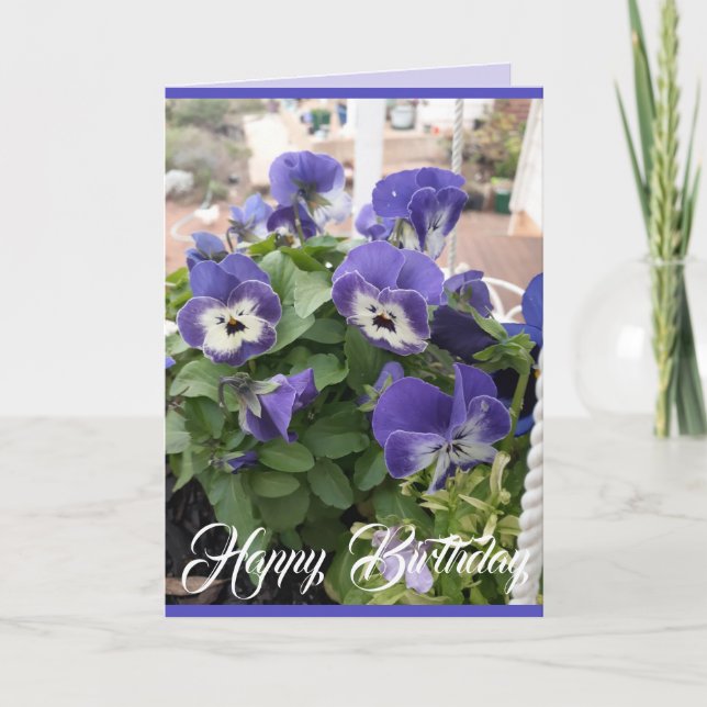Carte Fleurs bleues Floral Pansy Viola Photo Art Card (Devant)