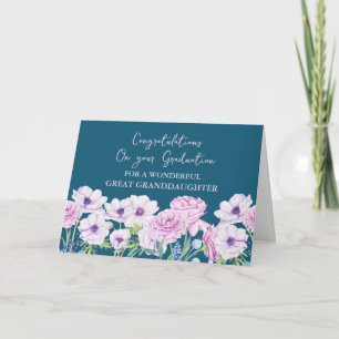 Carte Fleurs Bleues Grande Petite-Fille Graduation