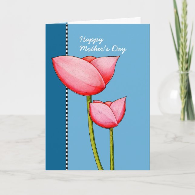 Carte Fleurs bleues pour la fête des mères (Devant)