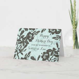 Carte Fleurs bleues Soeur en droit Bonne fête des mères