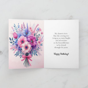 Carte Fleurs bleues violettes violettes roses brillantes