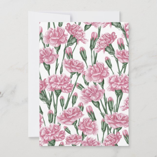 Carte Fleurs carnations roses (Devant)