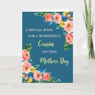 Carte Fleurs colorées Cousin Bonne fête des mères