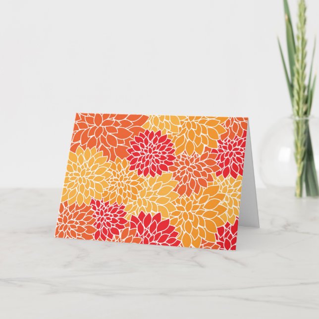 Carte Fleurs Dahlia, Motif De Fleurs, Dahlia Orange (Devant)