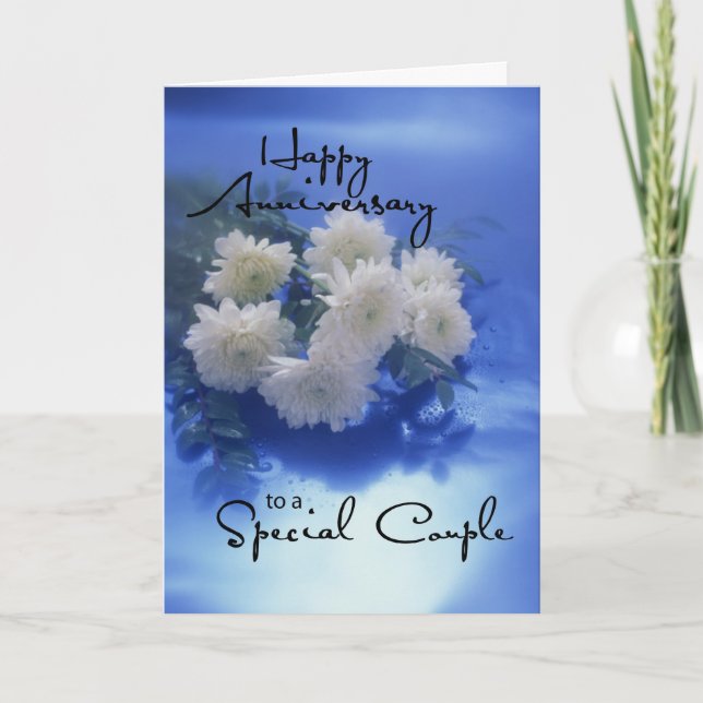 Carte Fleurs d'anniversaire en bleu (Devant)