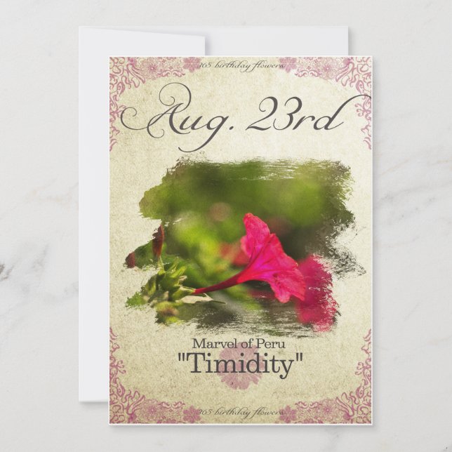 Carte Fleurs d'anniversaire le 23 août "Merveille du Pér (Devant)