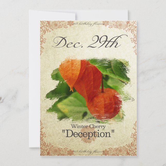 Carte Fleurs d'anniversaire le 29 décembre "Cherry d'hiv (Devant)