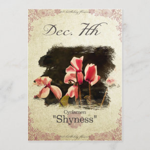 Carte Fleurs d'anniversaire le 7 Décembre "Cyclamen"