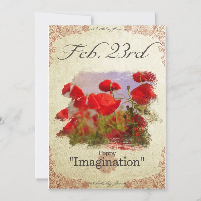 Carte Fleurs d'anniversaire le Février 23 "Poppy" (Devant)